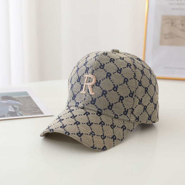 Wholesale Checkered Embroidered R-Letter Hat Retro Duck Tongue Hat Personalized Sunscreen and Sunshade Baseball Hat Trendy