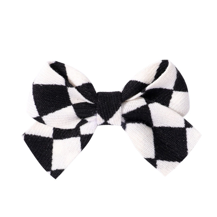 Wholesale Polyester Milk Pattern Fabric Bow Hairpin JDC-HC-Xiane016