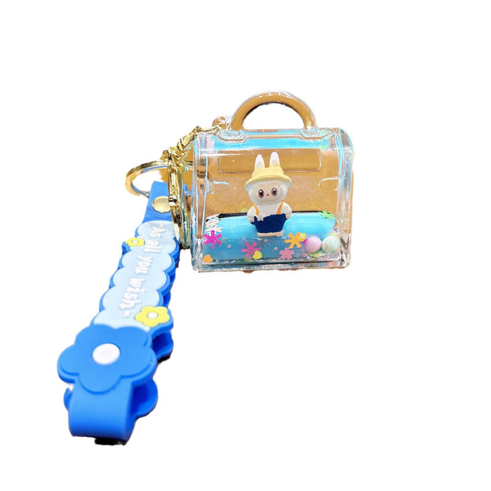 Wholesale Cartoon quicksand in oil blue keychain