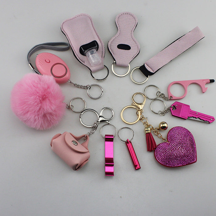 Wholesale Hair Ball Diamond Love Multifunctional DIY 11-piece Keychain JDC-KC-TouMS049