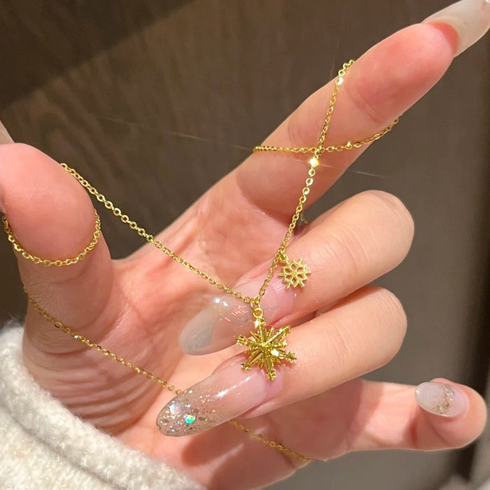 Wholesale   four-leaf clover zircon necklace niche  titanium steel non-fading clavicle chain