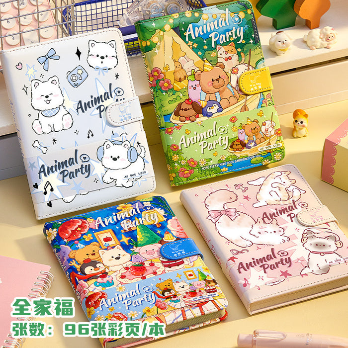 Wholesale Cute Cartoon Bear Imitation Leather Notebook with Magnetic Buckle 96 Full-Color Page
