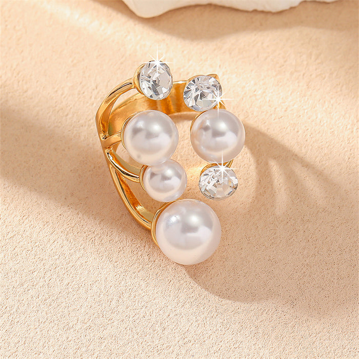 Wholesale Irregular Pearl Design Gold Alloy Ring Stylish Jewelry Accessory MOQ≥2