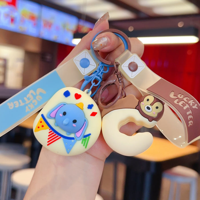 Wholesale Cartoon English alphabet animal keychains