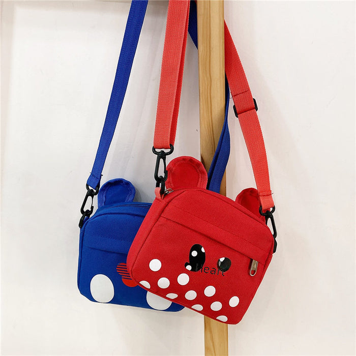Wholesale Children's crossbody bag, fashionable small bag, cute cartoon canvas bag, stylish and trendy one shoulder little girl's bag
