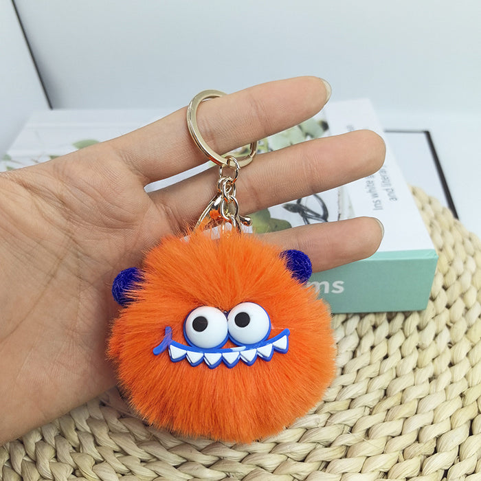 Wholesale Fur pendant plush cute dinosaur fur ball keychain pendant car keychain