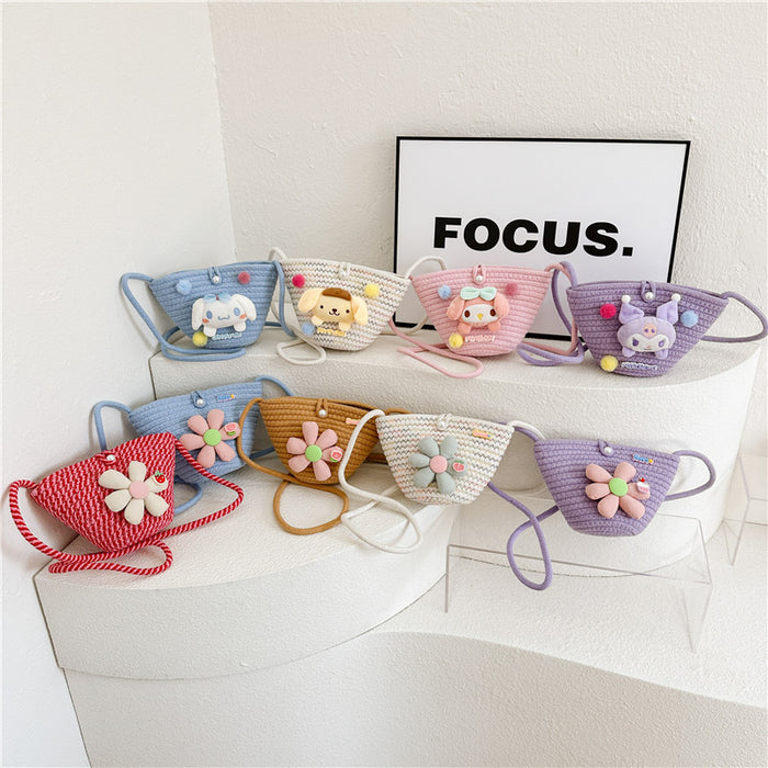 Wholesale Pearl Bag  Decorative Cotton Rope Woven Children' s Bag Crossbody Bag Lina  Cloud Bag