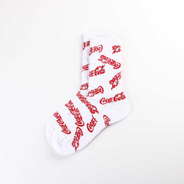 Wholesale Letter casual sports jacquard red youth mid tube socks trendy socks long socks