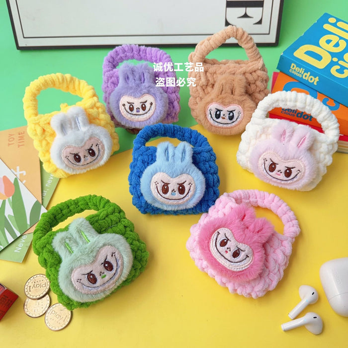 Wholesale New plush coin purse, hand knitted data cable storage bag, protective cover wholesale