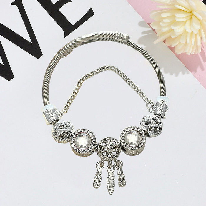Wholesale Dreamcatcher Beaded Bracelet for Women Black Alloy Electroplated Fashion Jewelry Accessory Gift