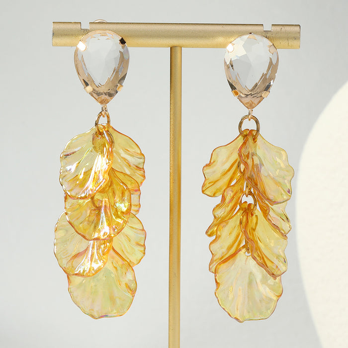 Wholesale Temperament petal pendant long earrings vacation style earrings earrings earrings