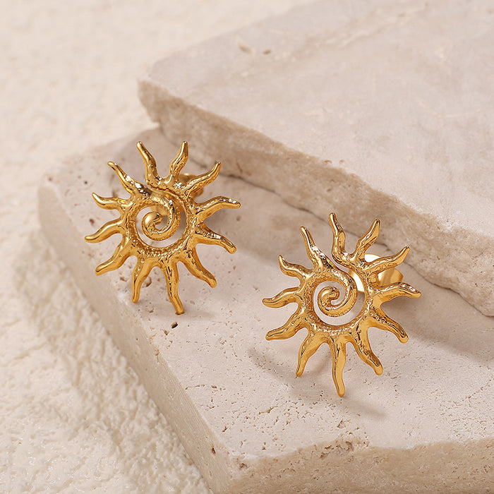 Wholesale Sun Stainless Steel Gold-Plated Earrings Popular Earrings Sunflower Earrings