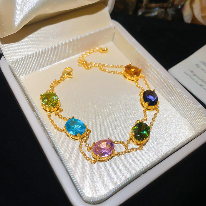 Wholesale Trendy Zircon Flower Bracelet Copper Jewelry Accessory