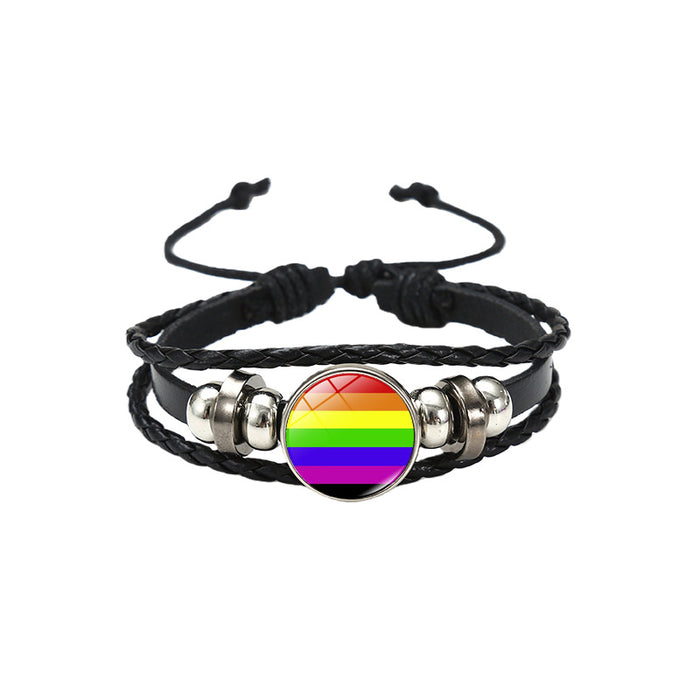 Wholesale Rainbow Flag &  Genderfluid Gemstone Hand-Woven Bracelet