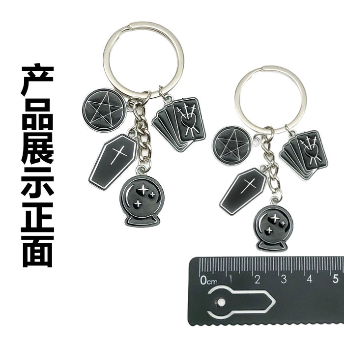 Wholesale Gothic Magic Book Card Cross Coffin Alloy Keychain JDC-KC-LuNeng004
