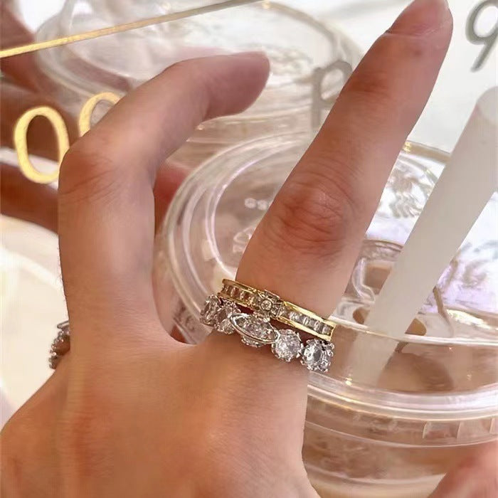 Wholesale Double layered sparkling diamond detachable ring