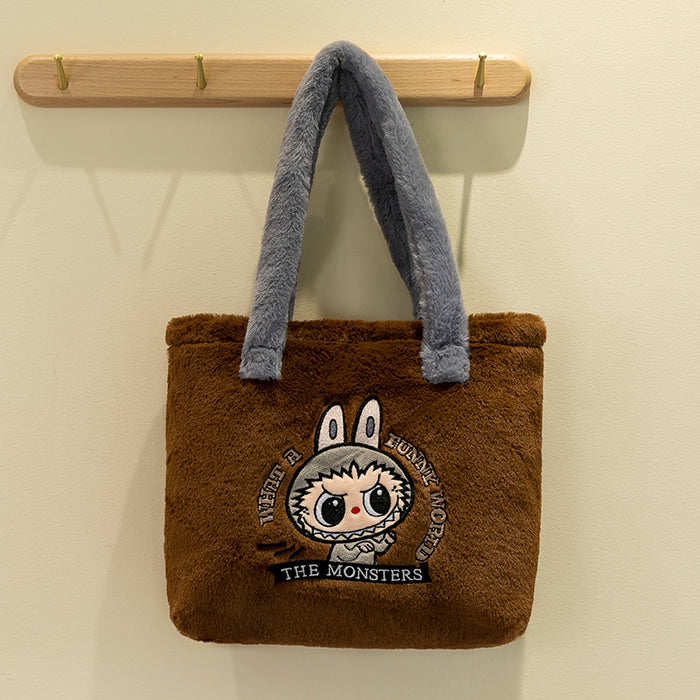 Wholesale Children' s plush bag new cartoon messenger bag large capacity pull cloth doll bag plush toy mobile phone bag