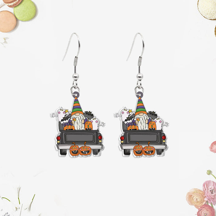 Wholesale pumpkin dripping oil funny Heat Shrinkable earrings dwarf elderly  series jewelry