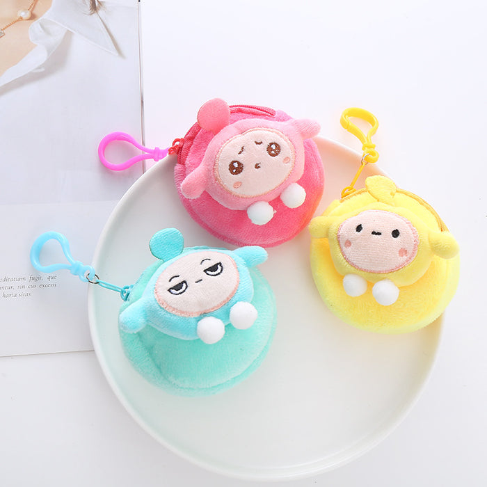 Wholesale Cartoon Cute Egg Boy Wallet Plush Doll Coin Bag Earphone Bag Keychain Student Backpack Pendant JDC-WT-XG002