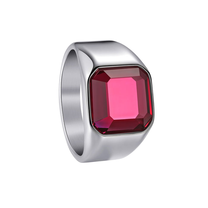 Wholesale Titanium Steel Electroplated Men' s Ring with Multi-Color Stones - Boutique Resale
