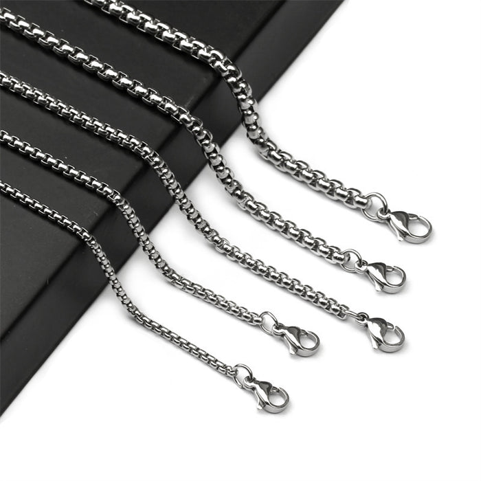 Wholesale Stainless steel square pearl necklace, titanium steel jewelry with chain, thick chain, men's snake bone chain, plain chain, simple