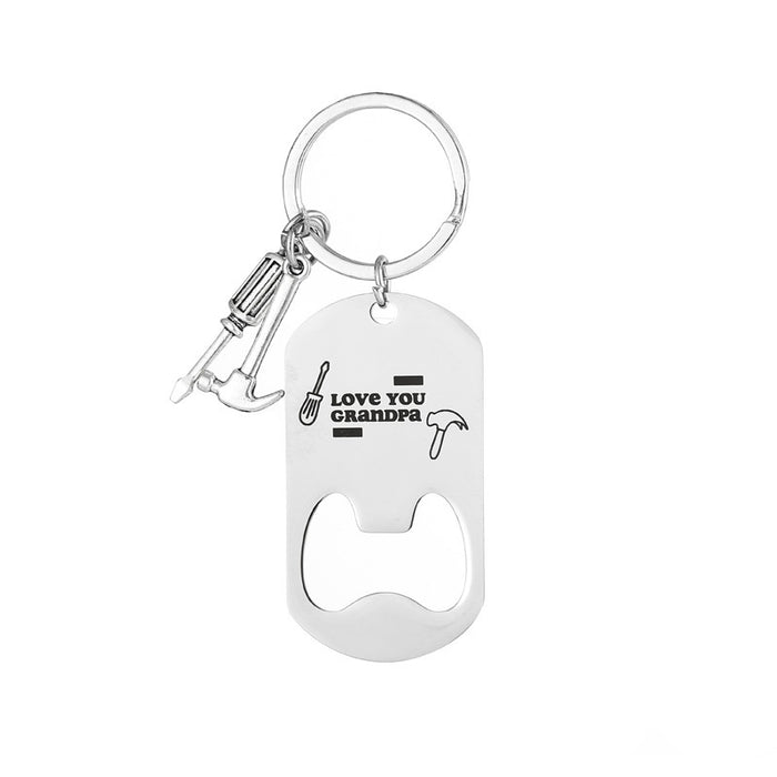 Wholesale New beer bottle opener stainless steel keychain with engraved DIY pendant