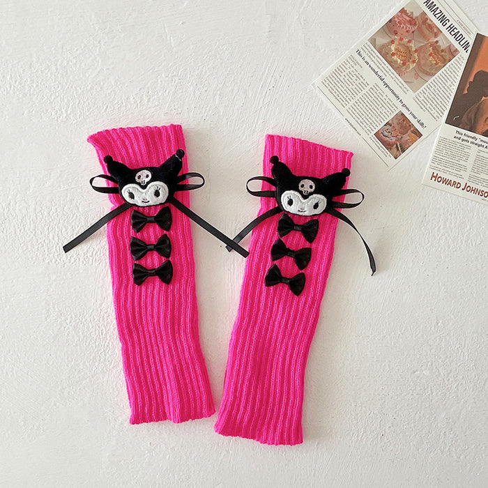 Wholesale Bowknot leg warmers stacked socks autumn doll knitted calf warmers for women
