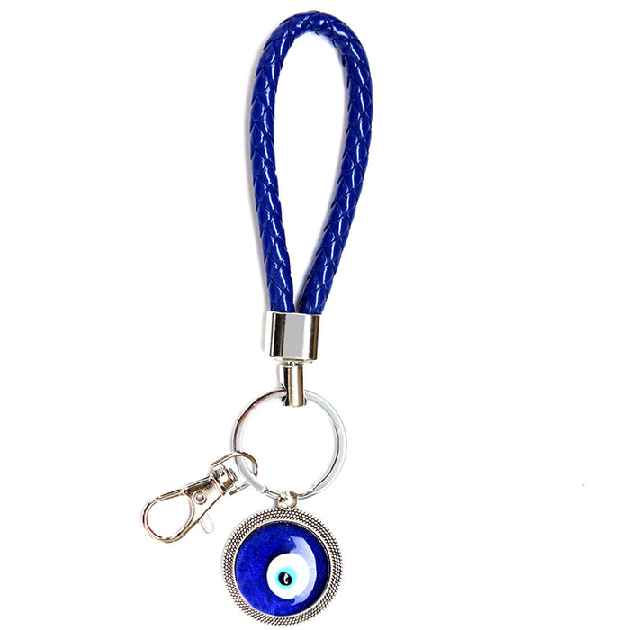 Wholesale Blue eyed blank metal keychain and chain gift keychain, fashionable and versatile