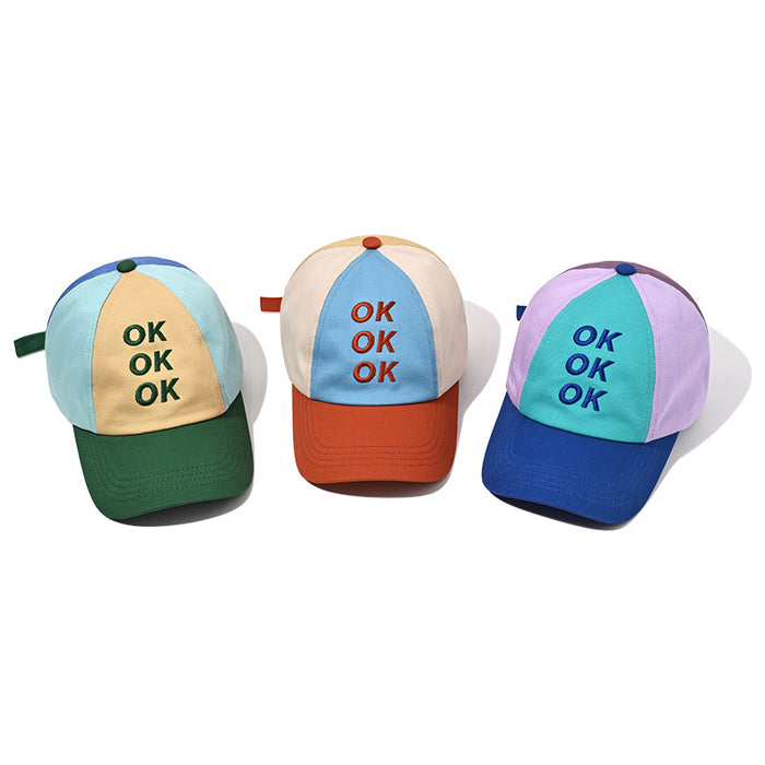 Wholesale Color blocked baseball cap embroidered letters duckbill cap soft top sun hat