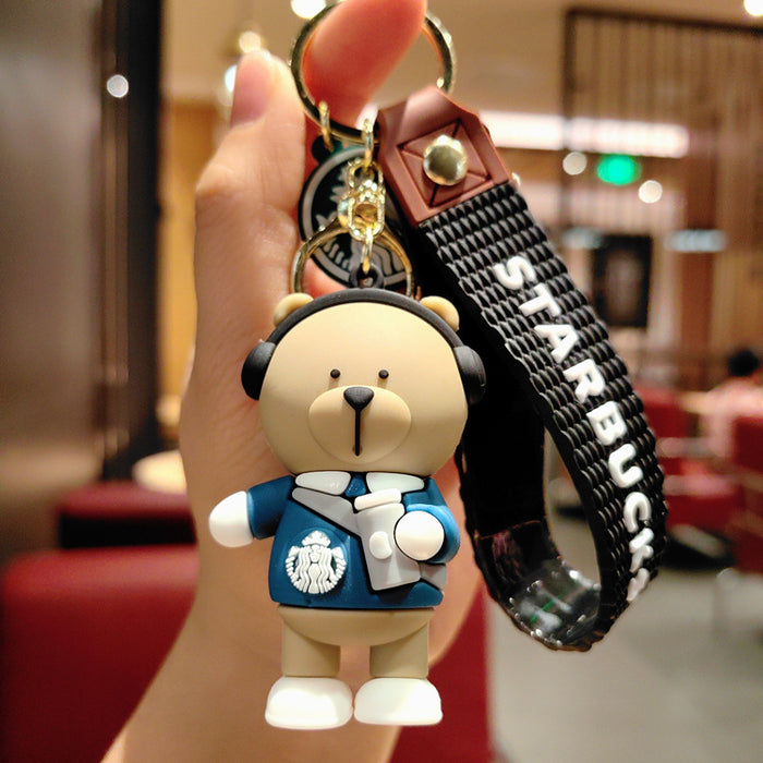 Wholesale Cute Bear Doll Car Milk Tea Cup Pendant Keychain JDC-KC-ShuoT007
