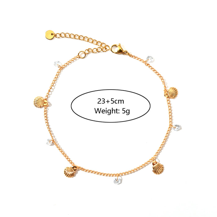Wholesale New personalized stainless steel ankle chain paired with shell pendant color preservation wholesale