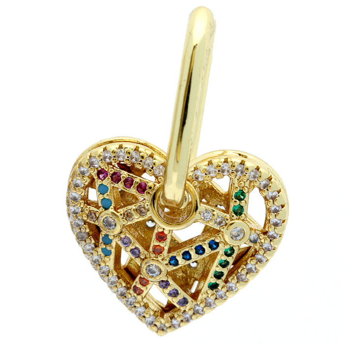 Wholesale Earrings Heart Shape Micro Set Fancy Colored Diamonds Vintage Gold Plated Earrings JDC-ES-PREMTIANY005