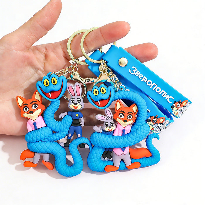 Wholesale Cute Cartoon Blue Snake Keychain for Couples