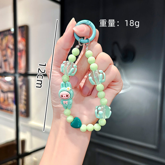 Wholesale Cartoon Cute  Graffiti Bead Bracelet Mobile Phone Lanyard  Wrist Pendant Beaded Chain Pendant