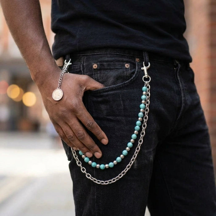 Wholesale Retro Turquoise Punk Waist Chain Unisex Hip Hop Jeans Pendant Accessory Boutique Gift