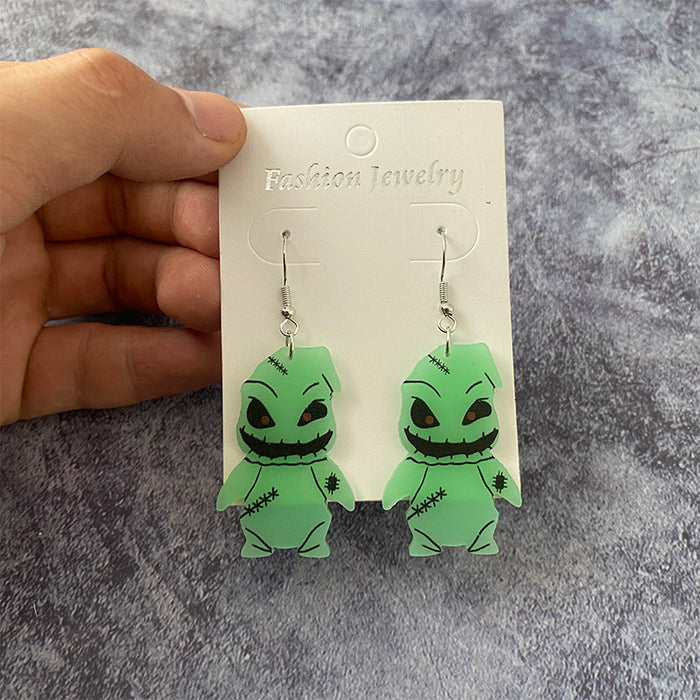Wholesale  night luminous devil earrings acrylic luminous horror personality earrings