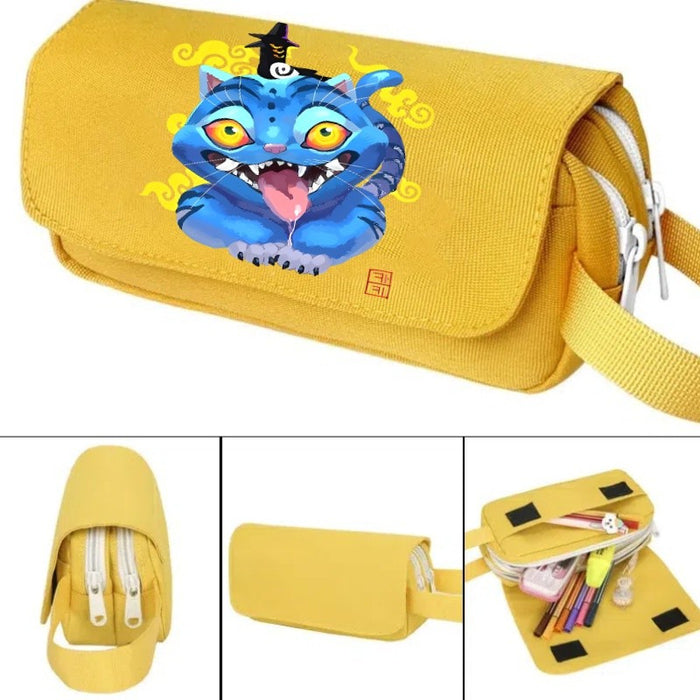 Wholesale Cartoon printed large capacity double-layer hand-held pencil case student stationery bag
