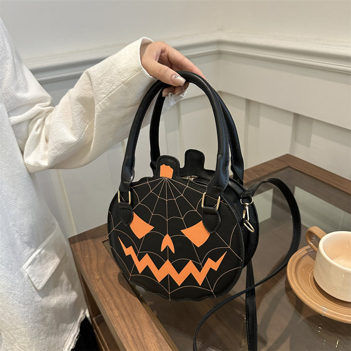 Wholesale PU Small Pumpkin Crossbody Bag Chic Black Pink Colorblock  Retro Women S Shoulder Purse