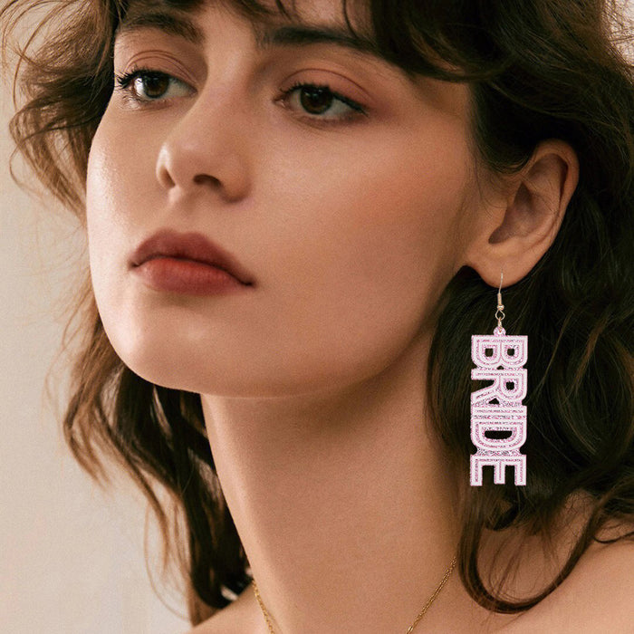 Wholesale Bride Earrings Handmade Cute Love Shiny Pink  Acrylic Earrings