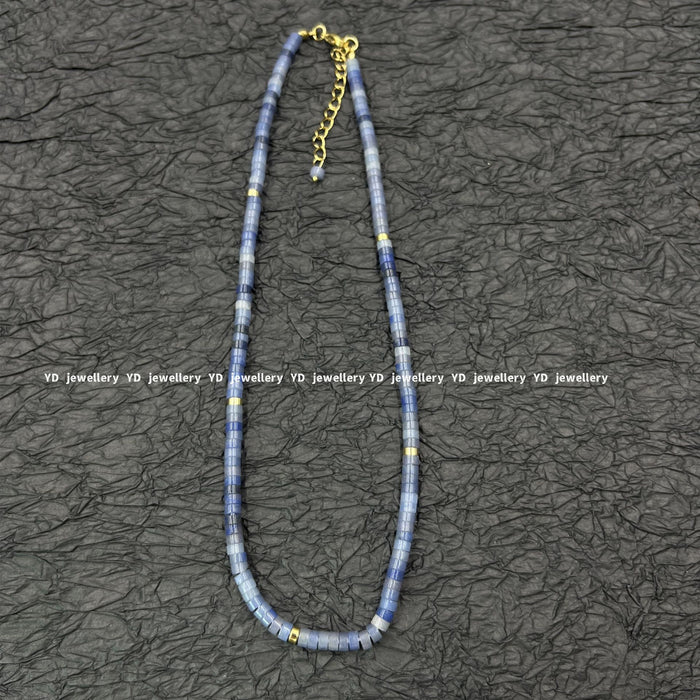 Wholesale Gemstone beaded moonstone patterned green water wave chain star and moon pendant stacked necklace