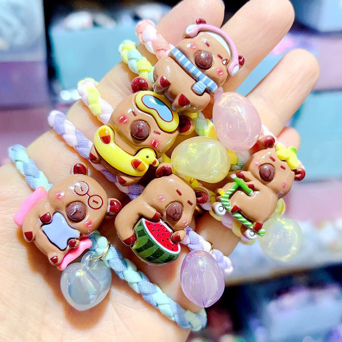 Wholesale 5pcs Leather Band Hair Rope Braided Hair Rope Hair Accessories for Women