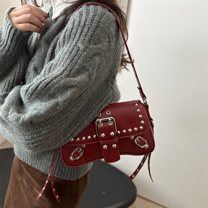 Wholesale Texture rivet personalized design single shoulder crossbody