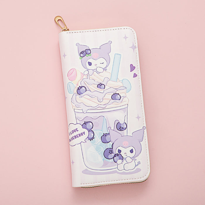 Wholesale Long Wallet Female Student Cartoon Kuromi Fresh New Large Capacity Mobile Phone Wallet Zipper Card Bag Clutch Bag JDC-WT-QT009