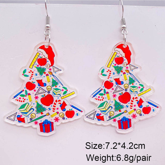 Wholesale Christmas lights,  red plaid acrylic earrings