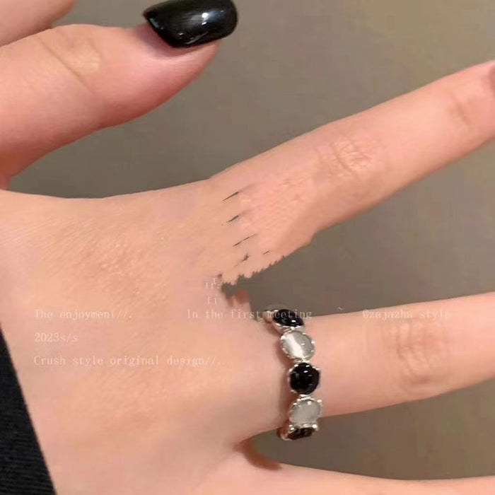 Wholesale Color blocking ring, fashionable and personalized couple's index finger ring, niche temperament, versatile ring