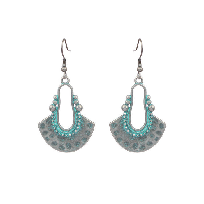 Wholesale Bohemian Turquoise Drop Earrings Alloy Electroplated Geometric Design MOQ≥2