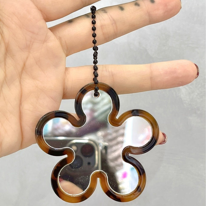 Wholesale Cartoon cat acetate leopard print makeup mirror keychain