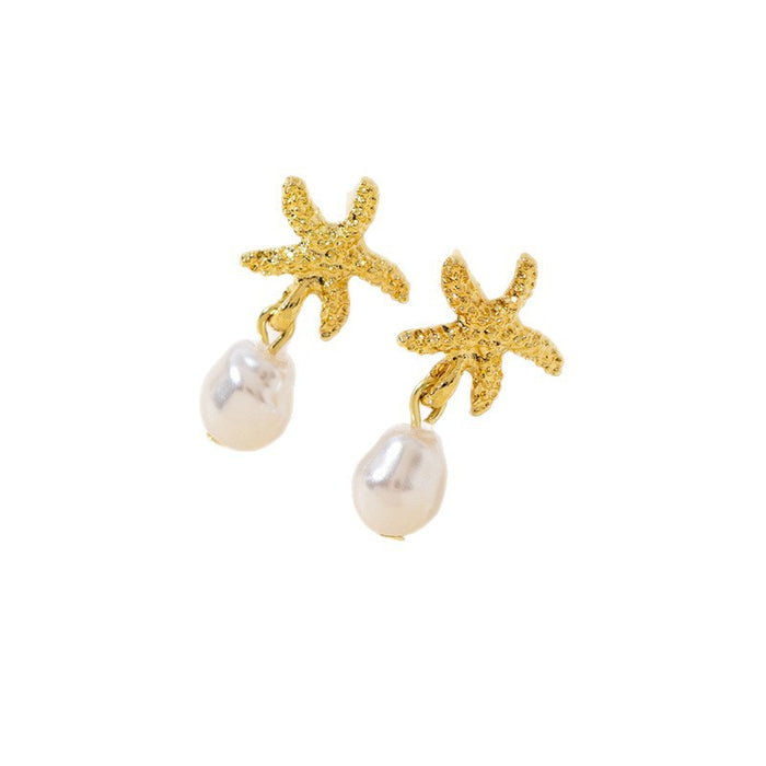 Wholesale New Jewelry Niche Style Starfish Pearl Earrings Earrings