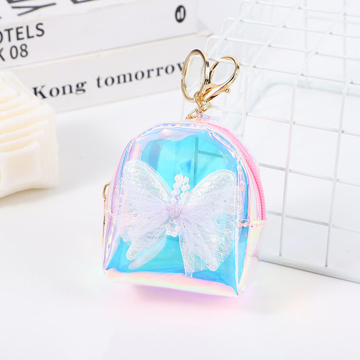 Wholesale PVC Lace Butterfly Coin Purse Keychain Pink Street Trend Pouch For Lipstick And Earphones Everyday Fashion Accessory