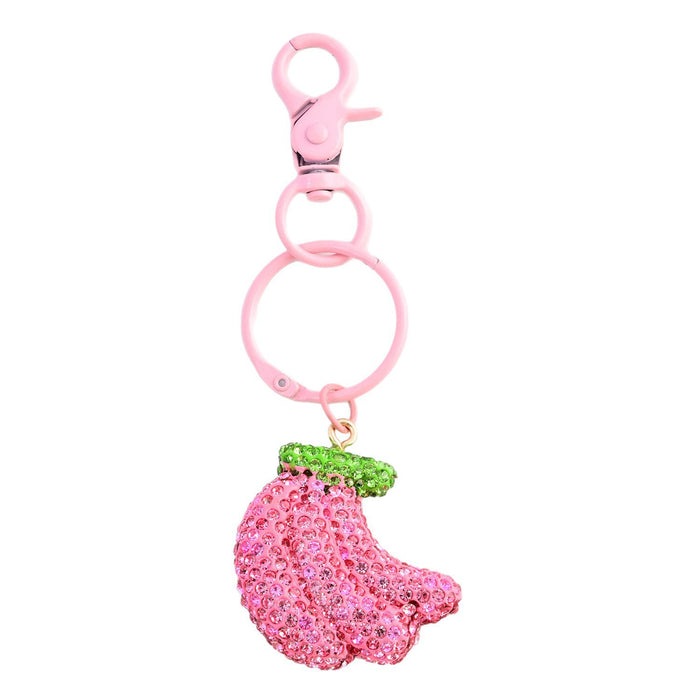Wholesale Full rhinestone banana fruit bag charm creative keychain handbag accessory